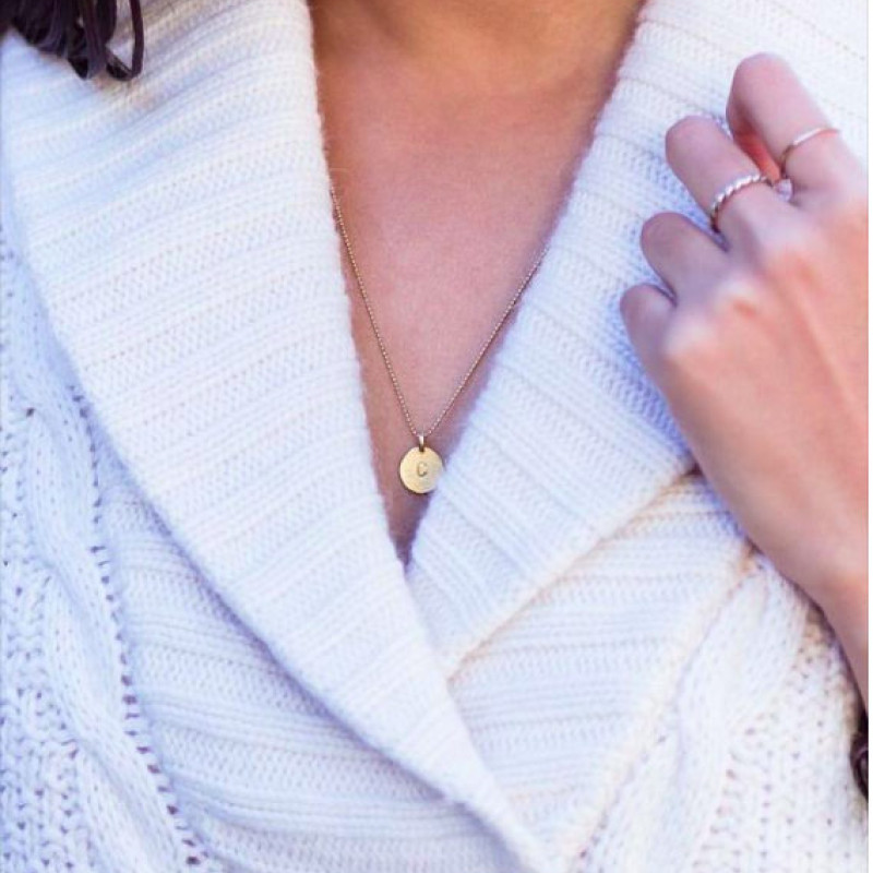 Simple J Initial Minimal Gold Necklace Dainty Matte Gold Hammered