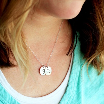 1/2" Build Your Own Disc Necklace - Keepsake Personalized Initial Necklace Engraved Custom Personalized Mother Gift Wedding Initials