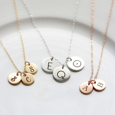 1/2" Build Your Own Disc Necklace - Keepsake Personalized Initial Necklace Engraved Custom Personalized Mother Gift Wedding Initials
