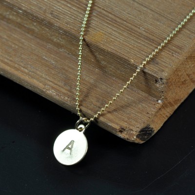14K Gold Fill Personalized Letter Necklace, Ball Chain, Small Arial Font, Hand Stamped, Custom Made, Kristin Noel Designs