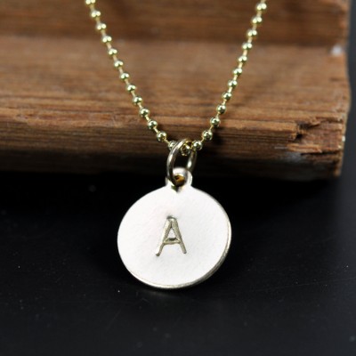14K Gold Fill Personalized Letter Necklace, Ball Chain, Small Arial Font, Hand Stamped, Custom Made, Kristin Noel Designs