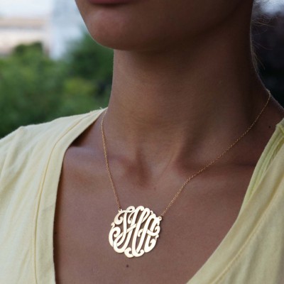 14K Yellow Gold Filled - Handmade Initials - Monogram Necklace Small To Large Sizes - (Order Any Initials)