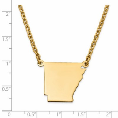 14K Yellow or White Gold Sterling Silver or Gold Plated Silver Arkansas AR State Map Name Necklace Personalized Engraved Monogram CMZ415