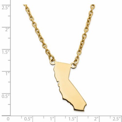 14K Yellow or White Gold Sterling Silver or Gold Plated Silver California CA State Map Name Necklace Personalized Engraved Monogram CMZ415