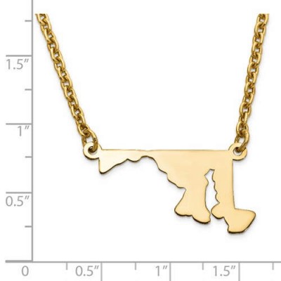 14K Yellow or White Gold Sterling Silver or Gold Plated Silver Maryland MD State Map Name Necklace Personalized Engraved Monogram CMZ415
