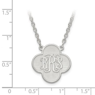 14K Yellow or White Gold Sterling Silver or Gold Plated Silver Quatrefoil Clover Monogram Necklace Personalized CMZ510