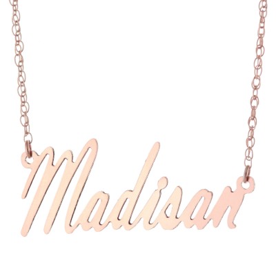 14k Rose Gold Clad 925 Sterling Silver Personalized Custom Made Any Nameplate Pendant Necklace