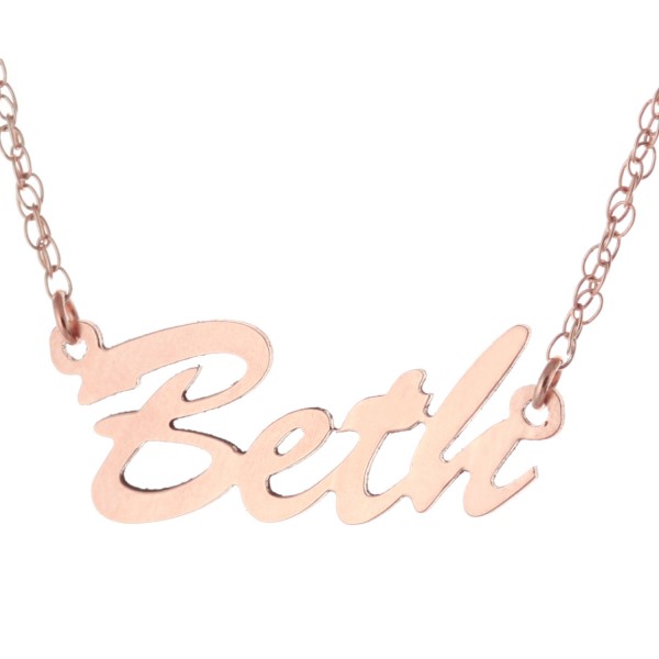 14k Rose Gold Clad 925 Sterling Silver Personalized Custom Made Any Nameplate Pendant Necklace Script Font