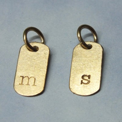 14k Solid Gold Inital Tag, 14k Dog Tag Style Initial, 14k Gold Initial Tag, 14k Add A Charm, Initial Pendant, Lower Case Typwriter Font