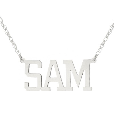 14k White Gold Clad 925 Sterling Silver Personalized Custom Made Any Nameplate Pendant Necklace