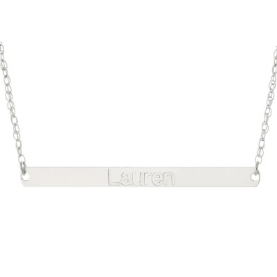 14k White Gold Clad 925 Sterling Silver Personalized Engraved Any Name 2" Long Large Bar Pendant