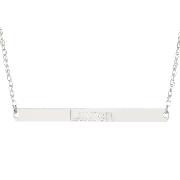 14k White Gold Clad 925 Sterling Silver Personalized Engraved Any Name 2" Long Large Bar Pendant