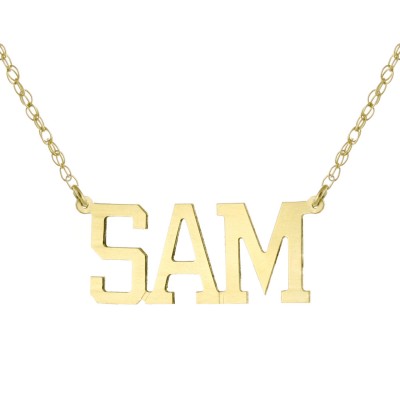 14k Yellow Gold Clad 925 Sterling Silver Personalized Custom Made Any Nameplate Pendant Necklace