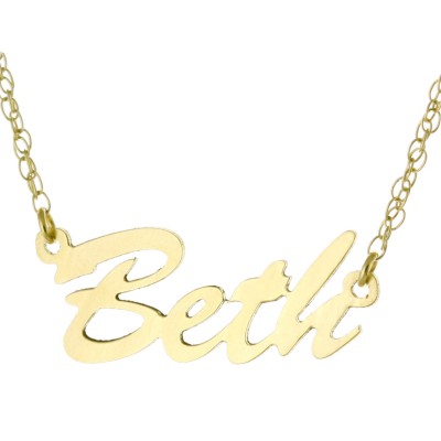 14k Yellow Gold Clad 925 Sterling Silver Personalized Custom Made Any Nameplate Pendant Necklace Script Font