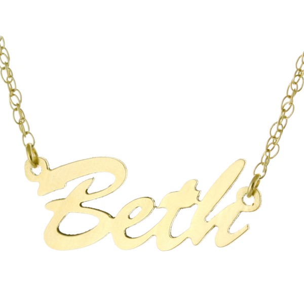 14k Yellow Gold Clad 925 Sterling Silver Personalized Custom Made Any Nameplate Pendant Necklace Script Font