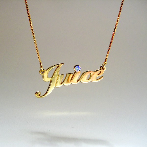 18K Real Gold plated name necklace with a birtstone gold plated nameplate necklace with name on necklace gold xmas present for her