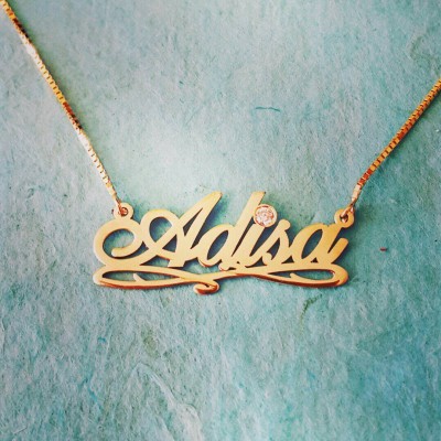 18k Gold plated ANY Name Necklace/ Name Necklace / Personalized Jewelry / Birthstone design pendant / Order any name! Free shipping
