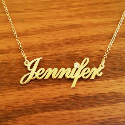 18k Gold plated ANY Name Necklace Women Name Necklace With My Name Personalized Jewelry Birthstone Pendant My Name Necklace in Gold Jennifer