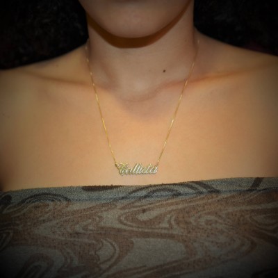 18k Gold plated Maria Style Nameplate Necklace /  Gold name necklace / Lauren Script font / Personalized name necklace / Free shipping