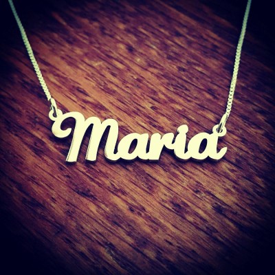 18k Gold plated Maria Style Nameplate Necklace /  Gold name necklace / Lauren Script font / Personalized name necklace / Free shipping