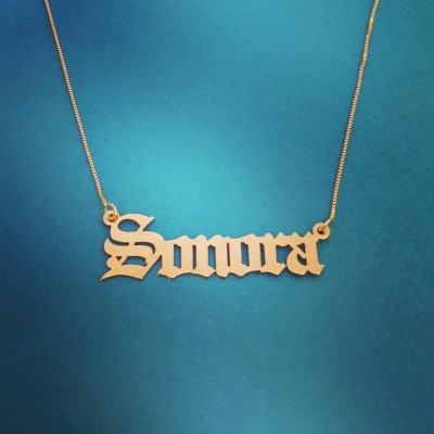 18k Gold plated Name Necklace Gothic Name Necklace Old English Necklace Personalize Old English Name Necklace Custom Jewelry Christmas Gift