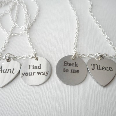 2 Aunt, Niece -Initial Necklace/ Matching set, niece and aunt set, aunt and niece friendship necklace, unique gifts for niece, long Distance