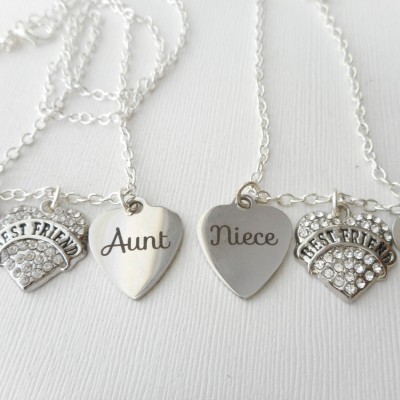 2 Aunt, Niece -Initial Necklace/ Matching set, niece and aunt set, aunt and niece friendship necklace, unique gifts for niece, long Distance