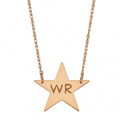 2 Initials Custom Engraved Star Necklace in 14k Rose Gold Over Sterling Silver, Engraved Jewelry  - Nameplate Necklace - Engraved Necklace