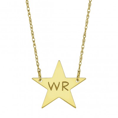 2 Initials Custom Engraved Star Necklace in 14k Yellow Gold Over Sterling Silver, Engraved Jewelry