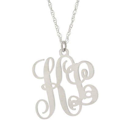 2 Initials Style Sterling Silver Personalized Any Name Plate Pendant Necklace - Monogram Necklace - Nameplate Necklace