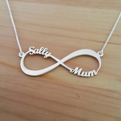 2 Name Silver Infinity Necklace / Endless love Infinity name necklace / Infinity nameplate / Mother Necklace / Order any name! Free shipping