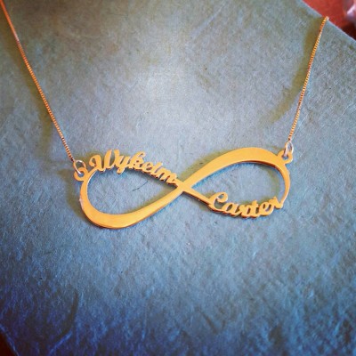 2 Name gold plated Infinity Necklace/ 18k gold plated Infinity name necklace/ Infinity nameplate/ Mother Necklace / Sign for Infinity
