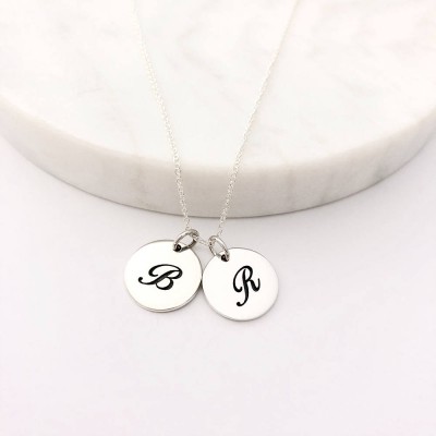 2 Script Initial Charm Necklace - Personalized Jewelry - Silver Initial Necklace - Mommy Necklace - Initial Necklace