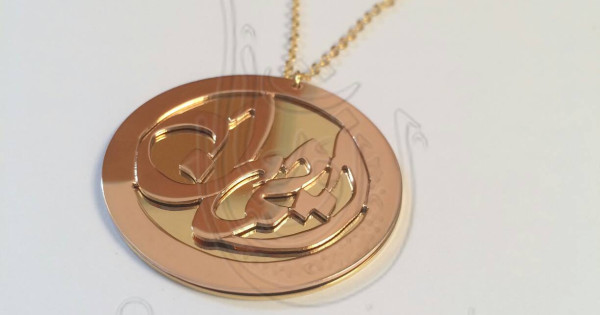 2 Tone Gold Plated Arabic Calligraphy Name Pendant Up To 2 Names Words Personalized Layered Necklace Arabic Name Necklace