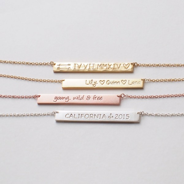 20% OFF Name Plate Necklace, Personalized Engraved Name Bar Necklace, Custom Name, Friendship Necklace - Large Modern Bar Necklace #D5.40