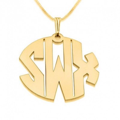 24K Gold Plated  3 Letters Capital Monogram Necklace 1.18" with chain
