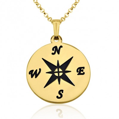 24K Gold Plated  Compass Necklace with chain