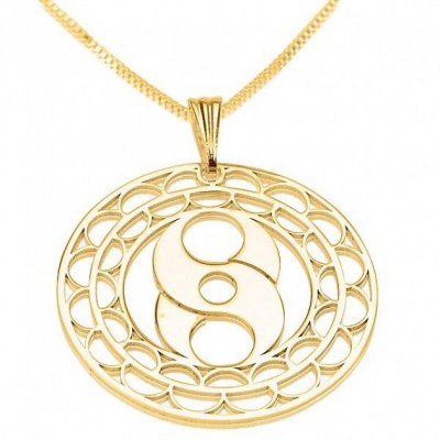 24K Gold Plated  Crop Circle S Circle Necklace, Mandala,  with chain
