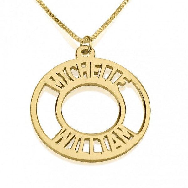 24K Gold Plated Corona Name Necklace 0.9" with chain