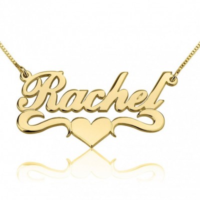 24K Gold Plated Sterling Silver  Alegro with middle heart Name Necklace