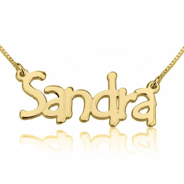 24K Gold Plated Sterling Silver Tree Style Name Necklace with chain
