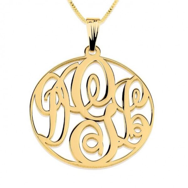 24K gold Plated Circle Monogram Necklace,  Custom Monogram Necklace, Personalized Monogram Necklace, Brides Maid Gift