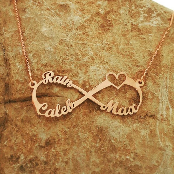 3 Name Rose Gold Infinity Necklace  Singh for Infinity  Forever Symbol nameplate Rose Gold Infinity Style Necklace For Mother Day Gift Sale!