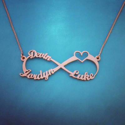 3 Name Rose Gold Plated Infinity Necklace 14k Rose Gold Plated Infinity Name Necklace Mother Necklace Family Mother's day Gift SALE