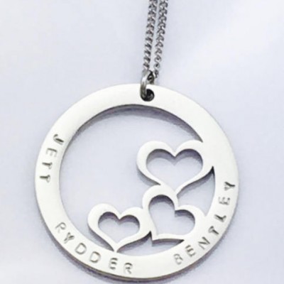 3 hearts necklace hand stamped jewellery