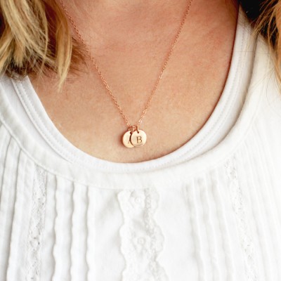 3/8" Build Your Own Disc Necklace - Initials Necklace, Personalized Gift For Mom, Engraved Custom Personalized Mother Gift Initials Necklace