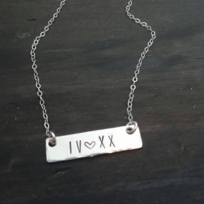 420 roman numeral hand stamped sterling silver bar necklace, stoner jewelry, 420 jewelry, handmade by the toke shop