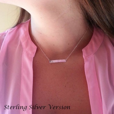 5 Bridesmaid Initial Bar Necklaces, Thin Bar, Rectangle Necklace Silver, Personalized, Bridesmaid Gift, Thin Rectangle, Best Friend