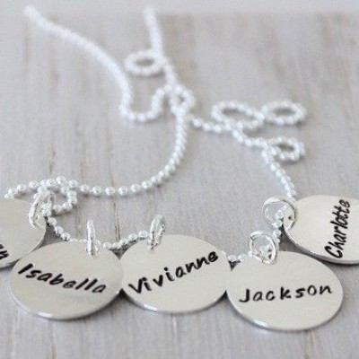 5 kids names mothers necklace | custom names necklace | name tag jewelry | five kids | 5 children | mom of five | grandmothers necklace 5/8"