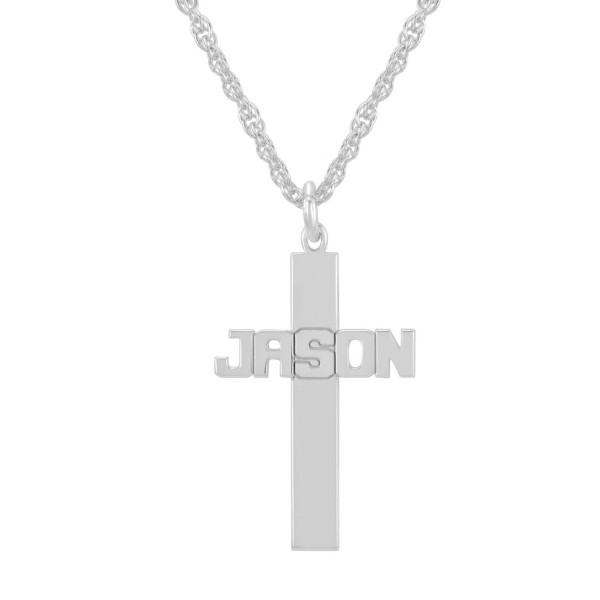925 Sterling Silver Custom Made Personalized Any Name Cross Pendant Necklace - Monogram Necklace - Engraved Necklace